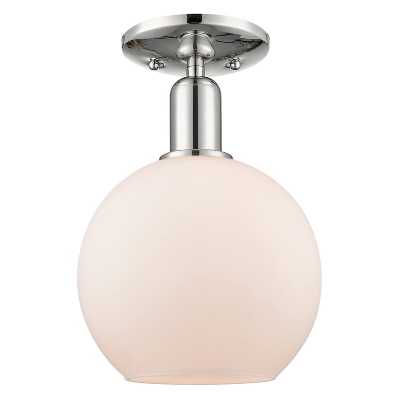 Innovations Lighting Endless Possibilities Arcadia - Athens - 1 Light 8" Semi-Flush Mount - Polished Nickel/Matte White