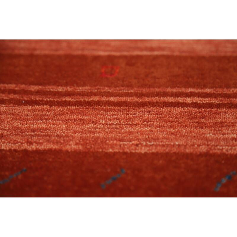 Hand Knotted Oriental 100% Wool Carpet Tribal Stripe Oranges & Rust Gabbeh Area Rug - 9' 9'' X 6' 9''