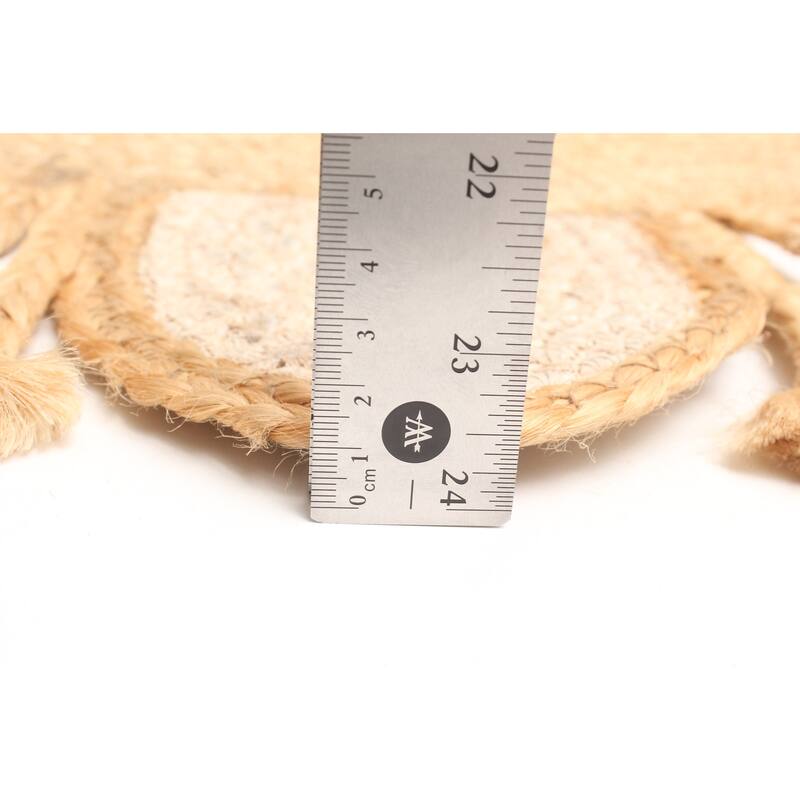 ECARPETGALLERY Braided Weave Palas Denizli Light Brown Jute Rug - 3'1 x 3'1