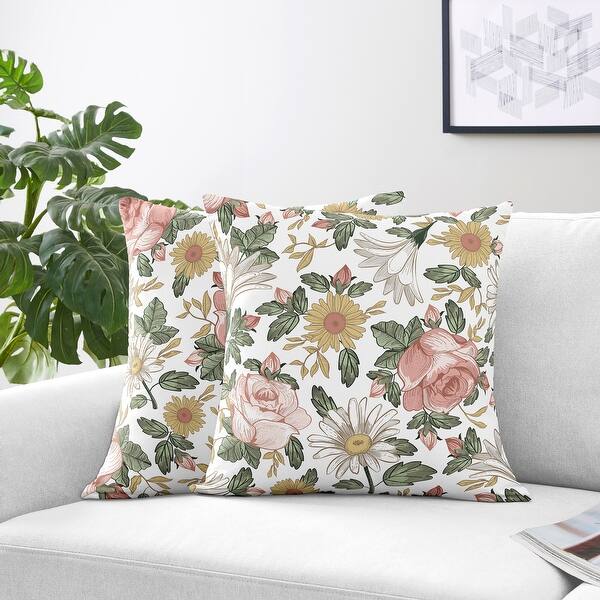 Farmhouse Tulip Throw Pillow Covers Soft Vintage Lace Cushion Case
