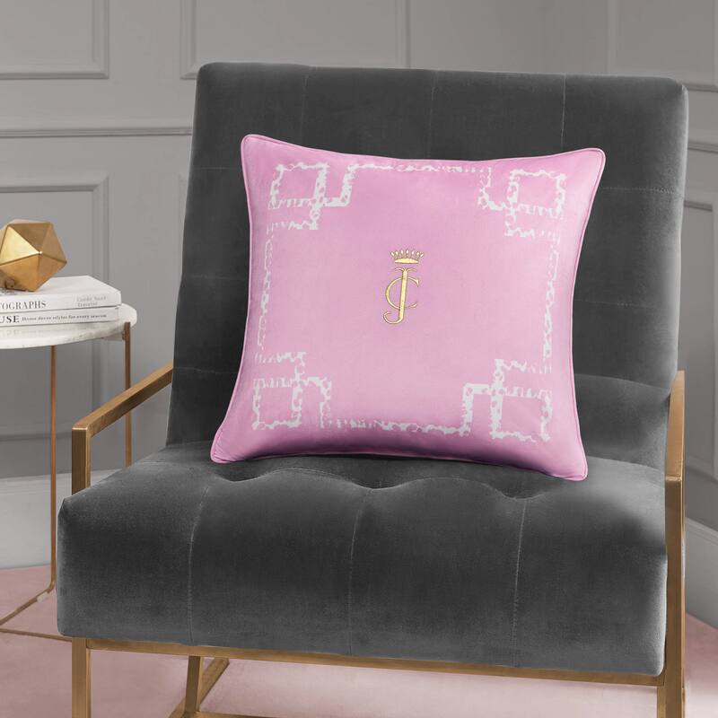 Juicy Couture Velvet Lattice Pillow 20" x 20", Black