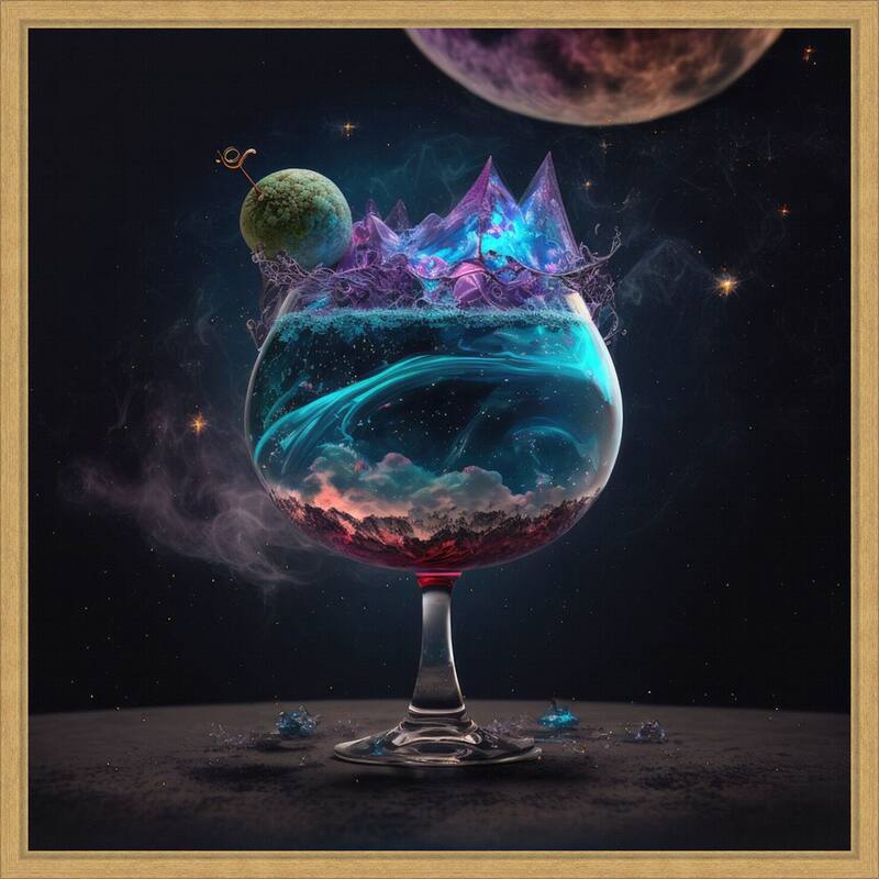 Planetary Cocktail by Jake Fouracre Framed Canvas Wall Art Print - Sylvie Bright Gold