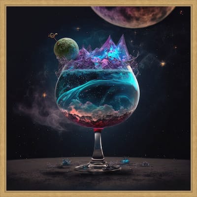 Planetary Cocktail by Jake Fouracre Framed Canvas Wall Art Print - Sylvie Bright Gold