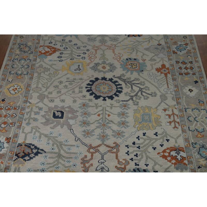 Hand Knotted Oriental 100% Wool Carpet Transitional All-Over Greys & Charcoal Oushak Area Rug - 10' 2'' X 7' 11''