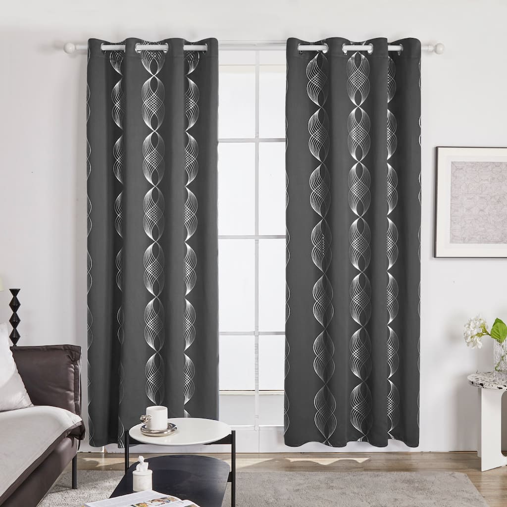 Deconovo Blackout Silver Wave Curtains(2 Panel)