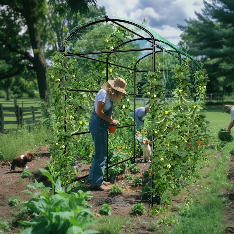 Vegetable Fruit Flower Trellis for Raised Bed Frame Garden Arch Metal Plant Support for Climbing Plants Cucumber Outdoor