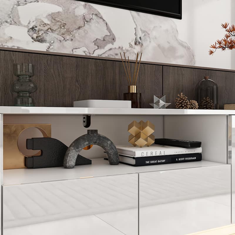 TV Stand TV Entertainment Center Led Light High Gloss Television Stand