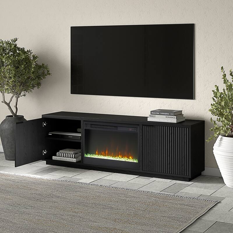 Mansfield Rectangular TV Stand with 26" Crystal Fireplace for TV's up to 78" - 70" Wide