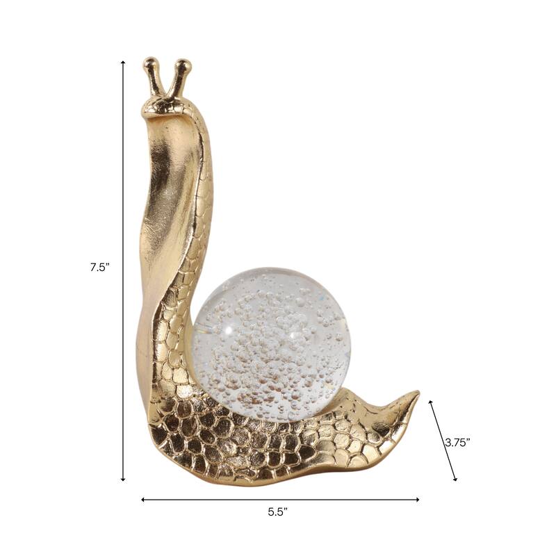 Resin Snail Figurine Textured Body with Orb Shell Decor - Gold - 7.5"