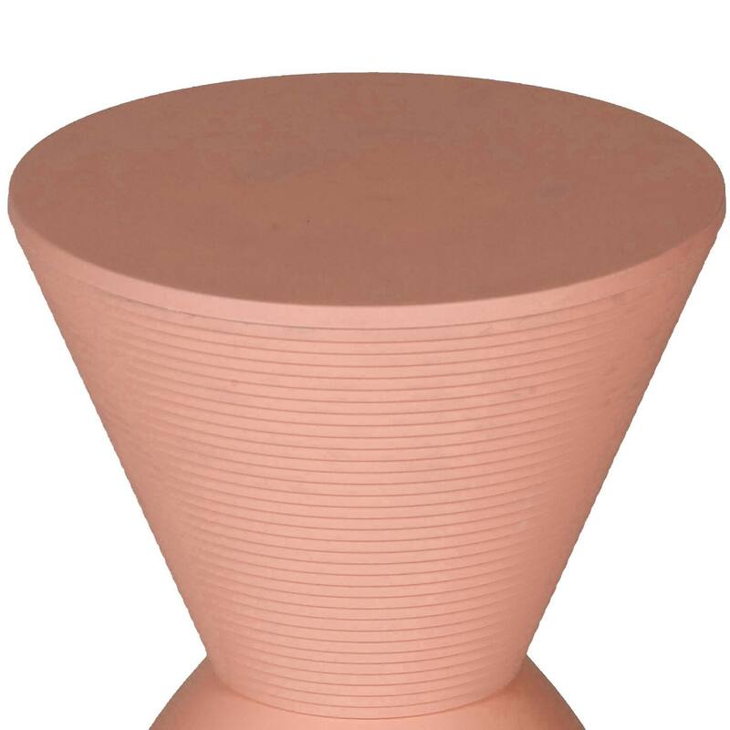 12 in. Pink Round Plastic End Table with Pedestal Base
