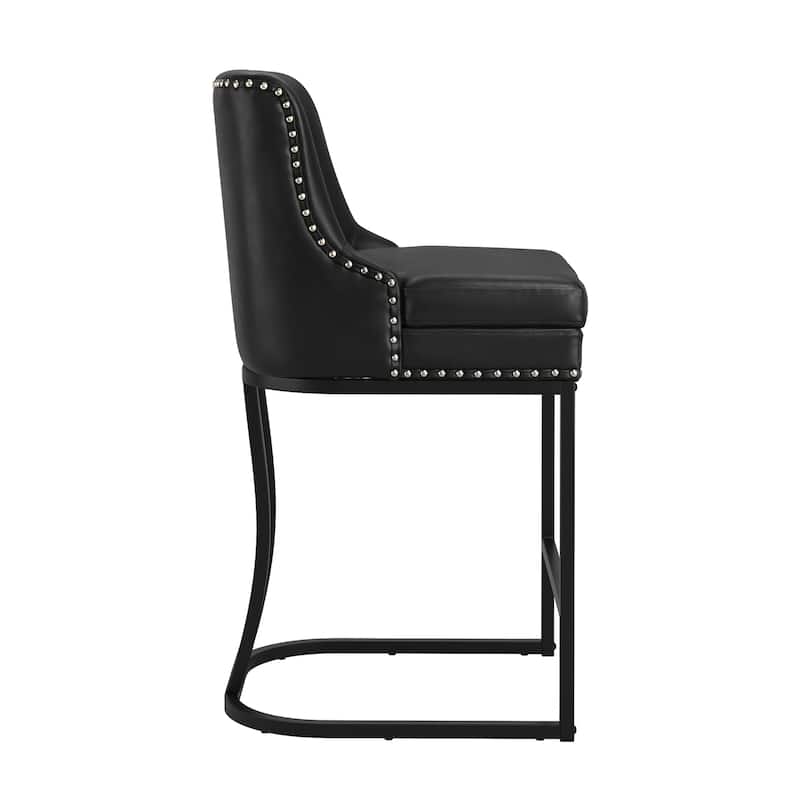 Modern 26" Barstool with Back Metal Frame Stool Counter Height Bar Stools and 6" Thick Cushion for Kitchen Island