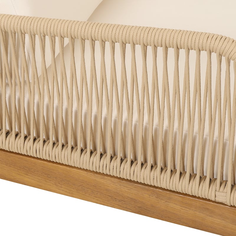 Annisa Acacia Wood and Rope Outdoor Club Chair with Cushions by Christopher Knight Home