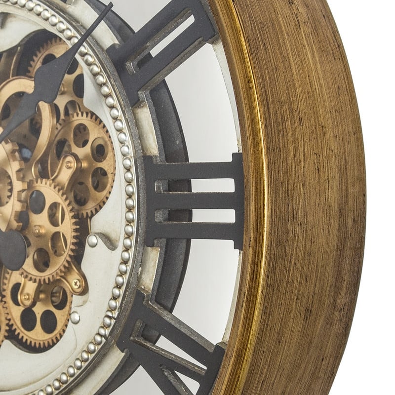 Gold Gear Clock 23"D with Open Moving Gears