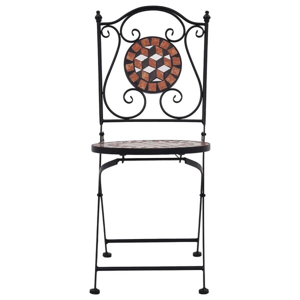 vidaXL 3 Piece Mosaic Bistro Set Ceramic Tile Terracotta Bed