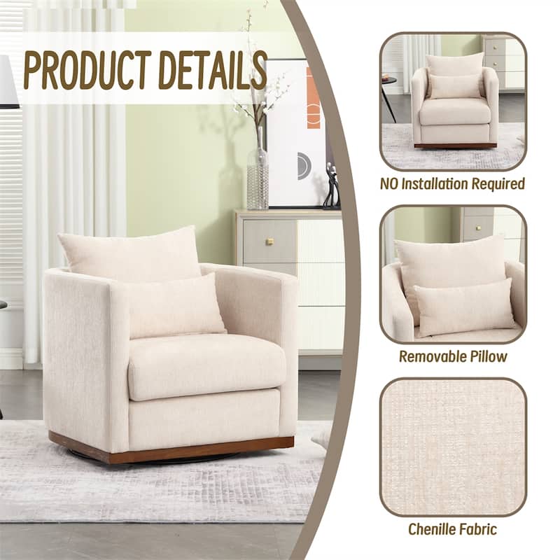 Swivel Barrel Chair,Comfy Round Accent Sofa Chair for Living Room