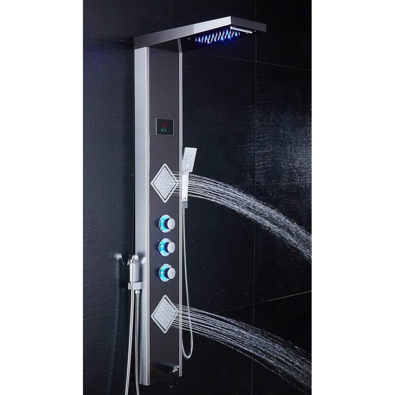 55 in. LED Shower Panel Tower System in Brushed Nickel and Black