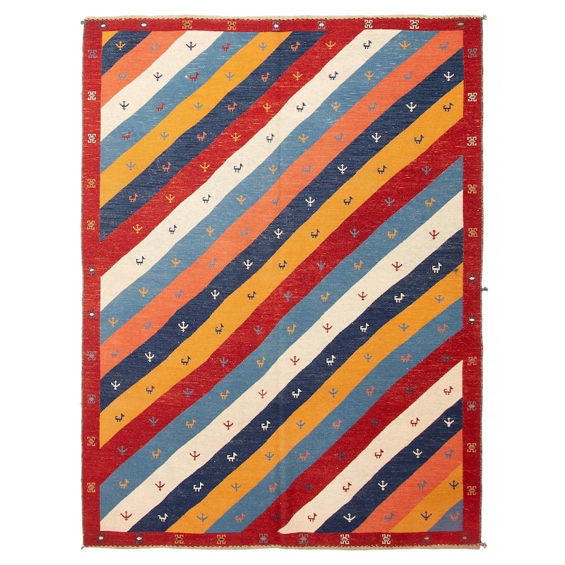 ECARPETGALLERY Flat-Weave Kashkuli Multi Color Wool Tapestry Kilim - 5'1 x 6'7 - Multi Color - 5'1 x 6'7