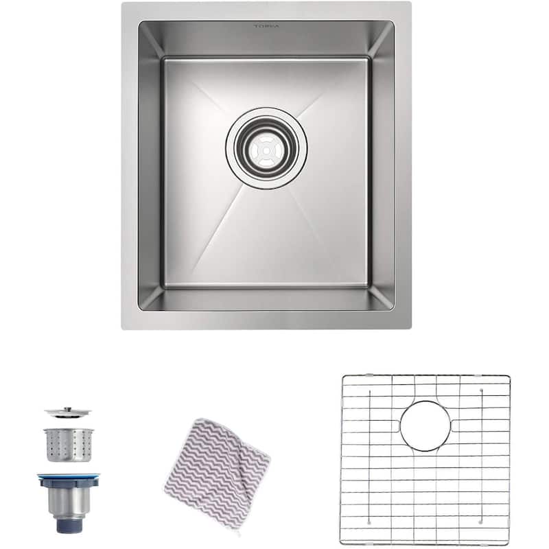 17 x 19 x 9 KITCHEN Sink, 16 Gauge Stainless Steel Single Bowl Undermount Bar Sink
