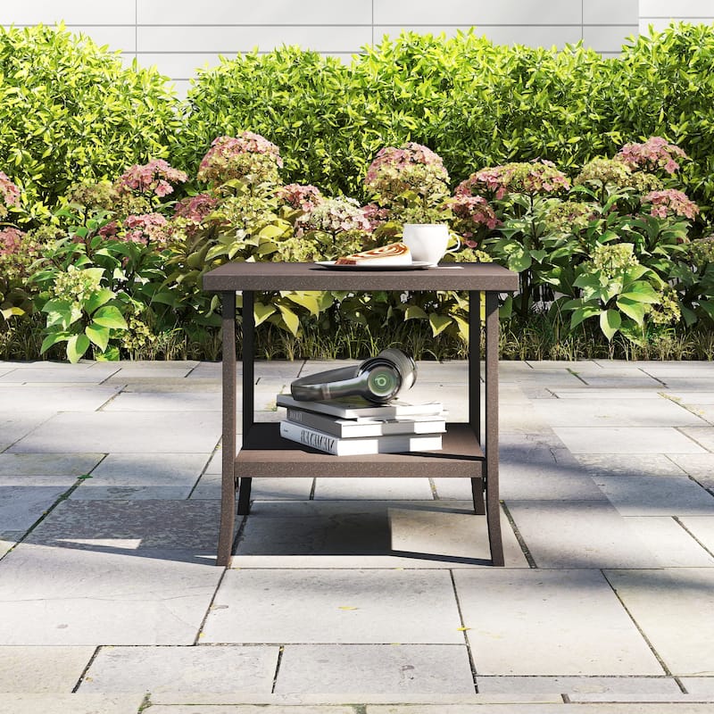 Square 19'' L x 19'' W Outdoor Side Table - N/A - Brown