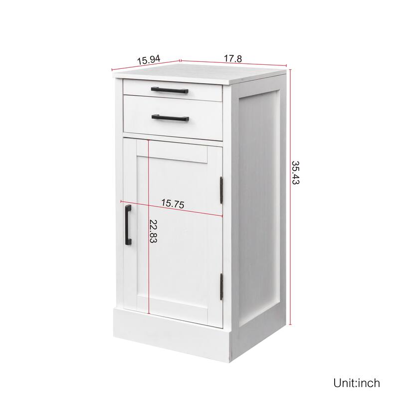 Roomfitters White Storage Cabinet with Drawer and Door, Modern Accent Buffet or Side Cabinet