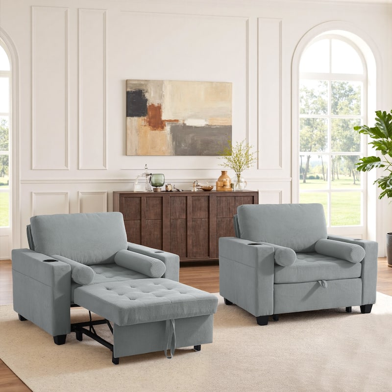 3-in-1 Adjustable Sleeper Sofa Bed Convertible Chair for Living Room