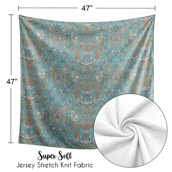 Sweet Jojo Designs Boho Wildflower Vintage Floral Girl Baby Swaddle Receiving Blanket Blue Orange Leaves Paisley Flower Bohemian