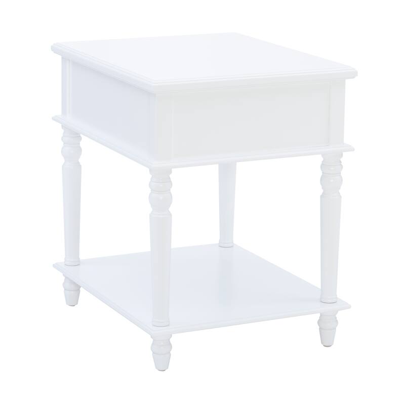 Linon Jowin Classic Wood Side Table with Storage
