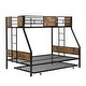 preview thumbnail 6 of 17, Twin over Full Metal Bunk Bed with Trundle 2 - Side Ladder, Full-Length Guardrail and Large Under Bed Storage