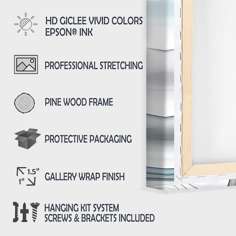 Designart 'Deep Blue And Gold Single Flower V' Floral & Botanical Canvas Wall Art