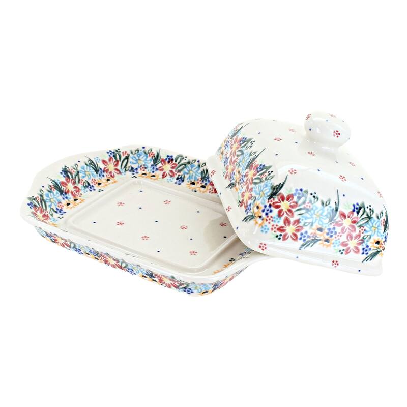Blue Rose Polish Pottery 67 Vena Butter Dish