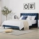 preview thumbnail 60 of 70, Spruce & Spring Eleanor Upholstered Platform Bed Frame with Vertical Stripe Headboard