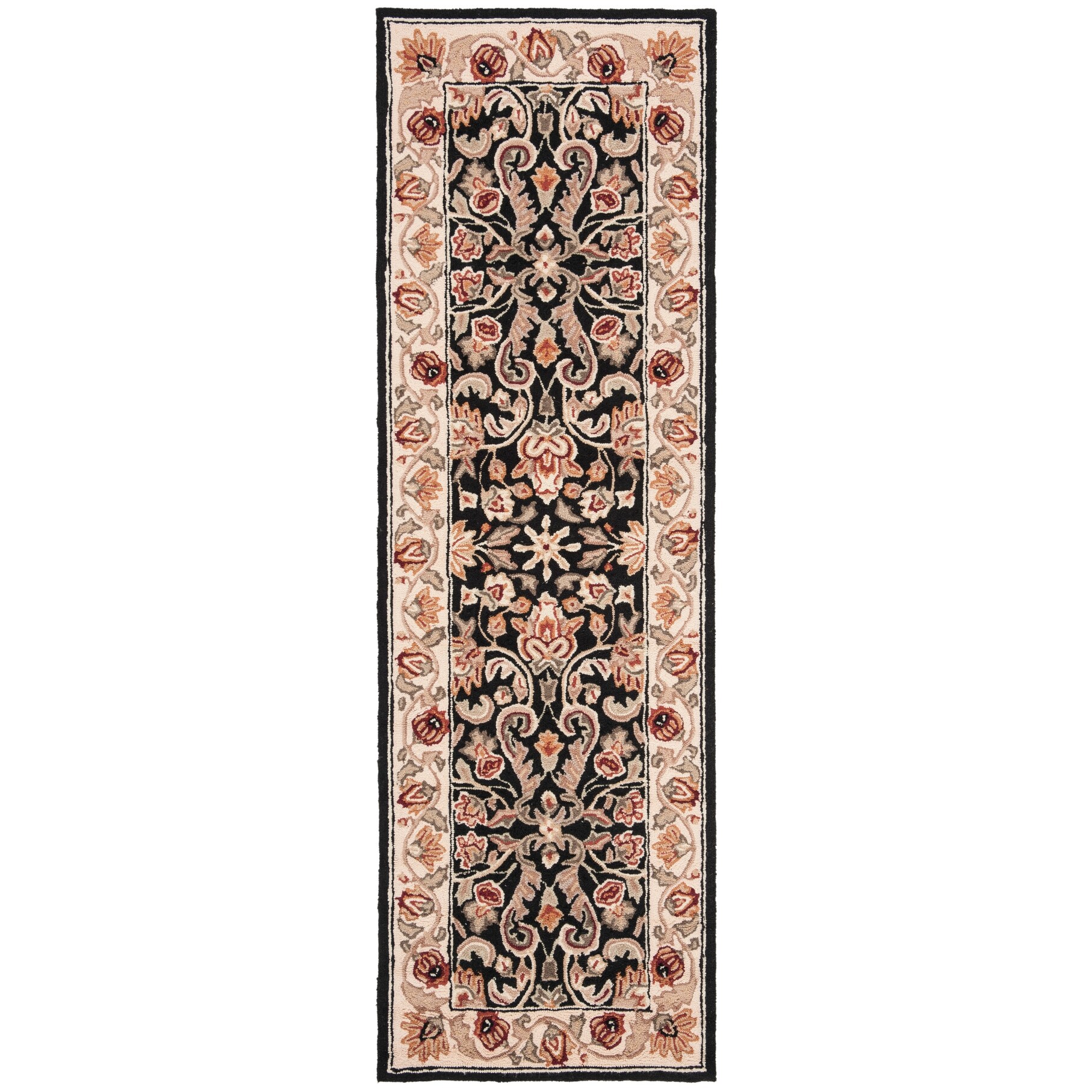 Ivory Black Safavieh Easy Care Collection EZC753A Hand-Hooked Runner 2'6 x 8' Ivory Black Safavieh Easy Care Collection EZC753A Hand-Hooked Runner 2'6 x 8'