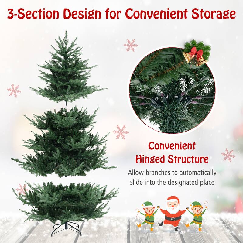 Gymax 7 FT Artificial Xmas Tree w/1090 PVC PE Branch Tips 340 Warm - See Details