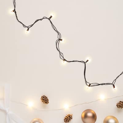 Mini Incandescent Christmas Lights - Clear - 20.25' Brown Wire - 100ct