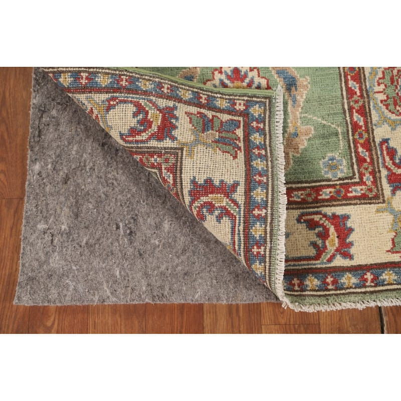 Floral Kazak Runner Rug Handmade Green Wool Carpet - 2'2" x 5'11"