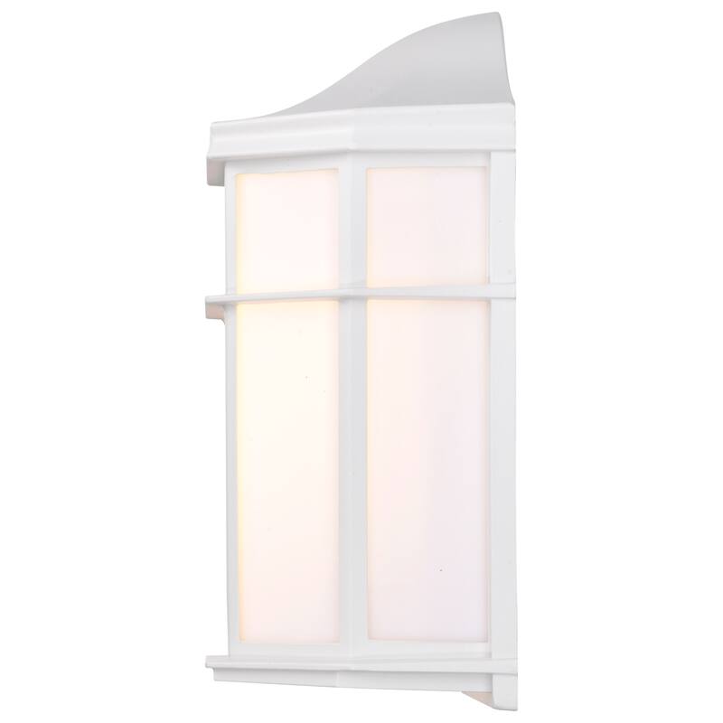 LED Cage Lantern Fixture White Finish with White Linen Acrylic