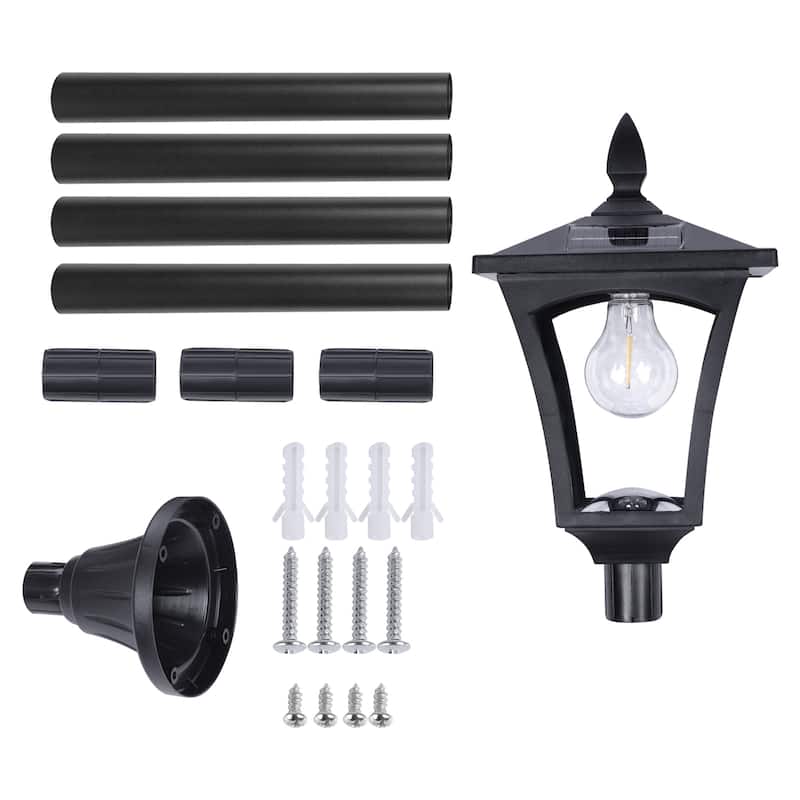 Solar Powered Lamp Post Lights Outdoor Garden Vintage Street Lighting - 63" Height