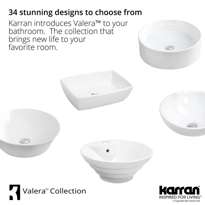 Karran Valera 19" Vitreous China Vessel Bathroom Sink in White