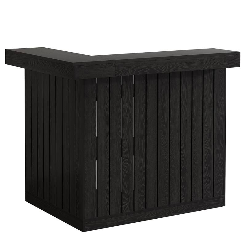 Home Bar Unit, Corner Liquor Bar Table with Storage Shelves & Wine Glass Holder, Pub Reception Accent Cabinet Desk