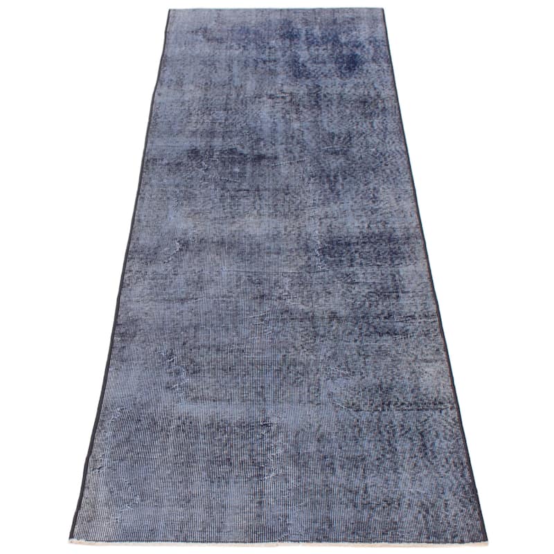 ECARPETGALLERY Hand-knotted Color Transition Navy Wool Rug - 3'2 x 10'1
