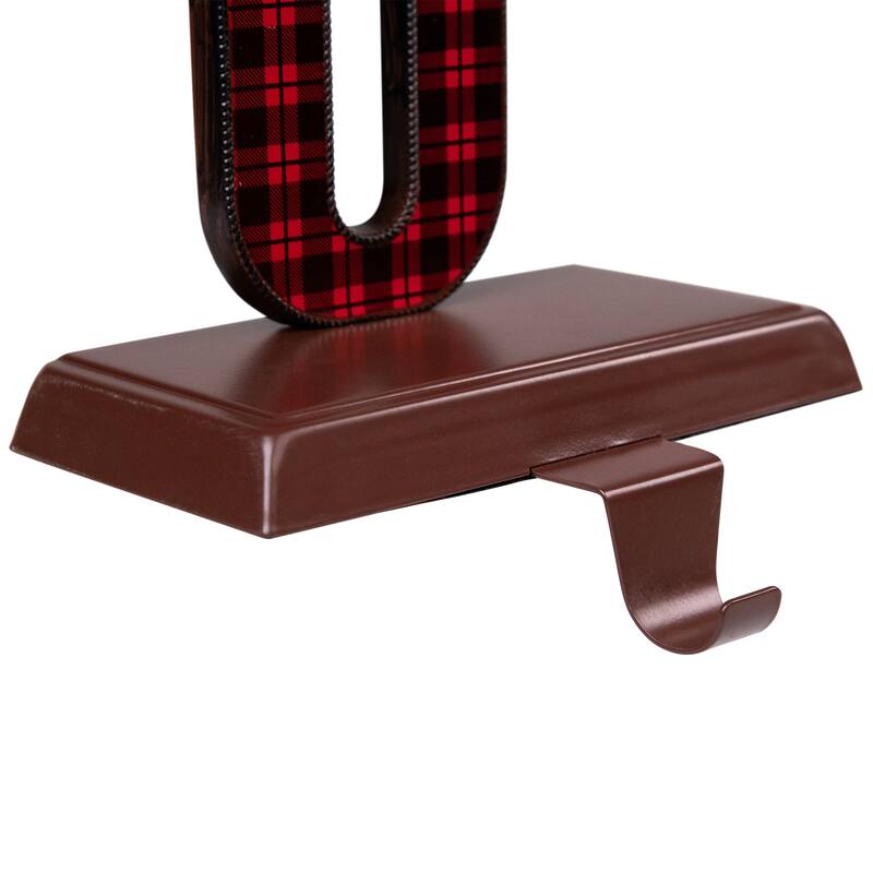 Noel Plaid Christmas Stocking Holders - 4.5" - Red and Black - Set of 4
