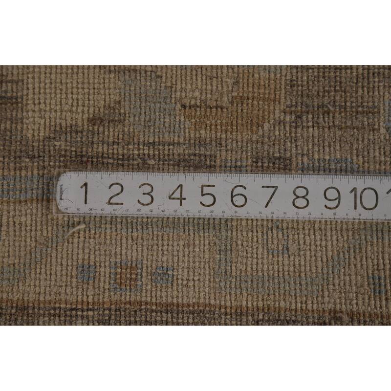 Hand Knotted Oriental 100% Wool Carpet Transitional All-Over Brown Oushak Area Rug - 11' 10'' X 9' 2''