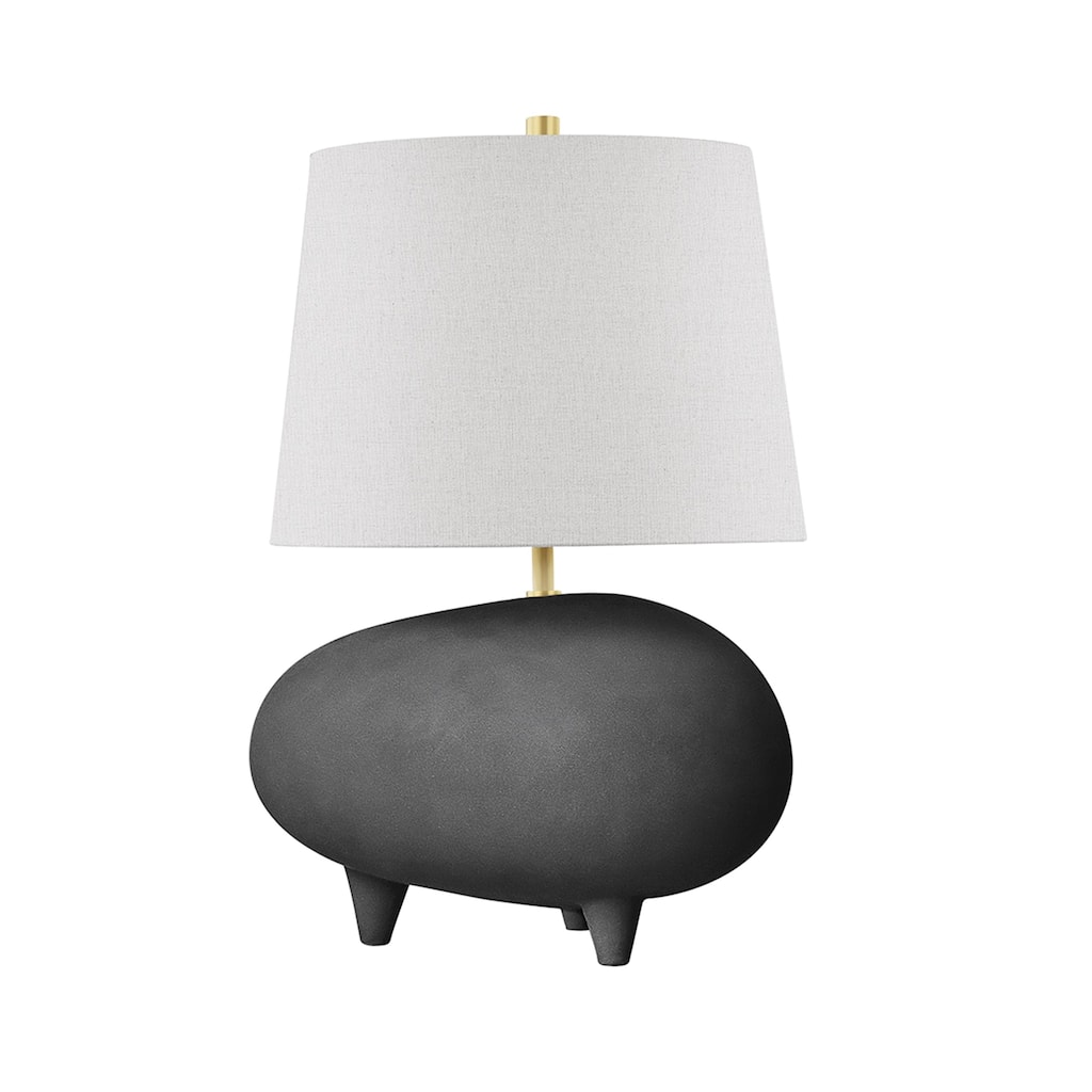Hudson Valley Tiptoe 1-Light Aged Brass Table Lamp with Gray Linen