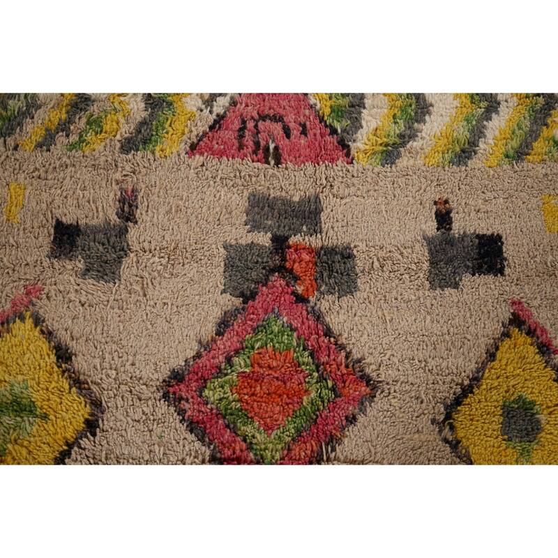Geometric Plush Moroccan Rug Hand-Knotted Bedroom Wool Carpet - 7'1" x 10'3"