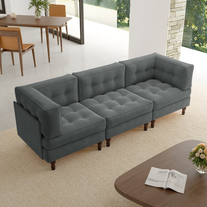 Oversized Modular Sectional Corduroy Fabric Tufted Sofa