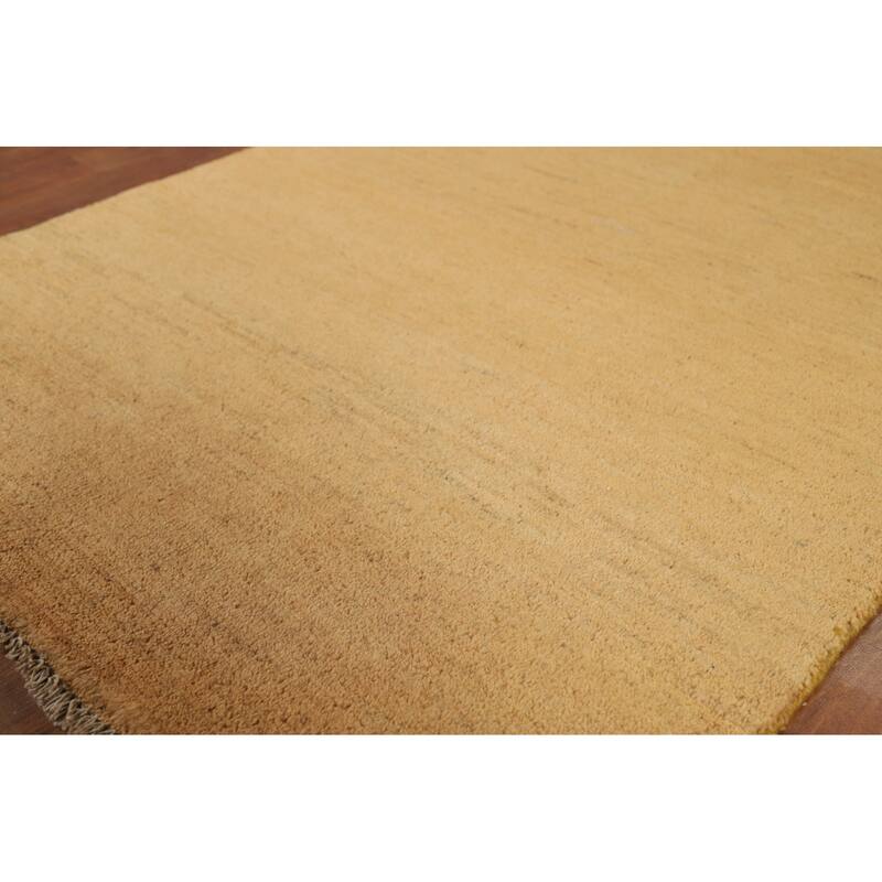 Contemproary Yellow Gabbeh Oriental Foyer Rug Handmade Wool Carpet - 3'3"x 4'7"