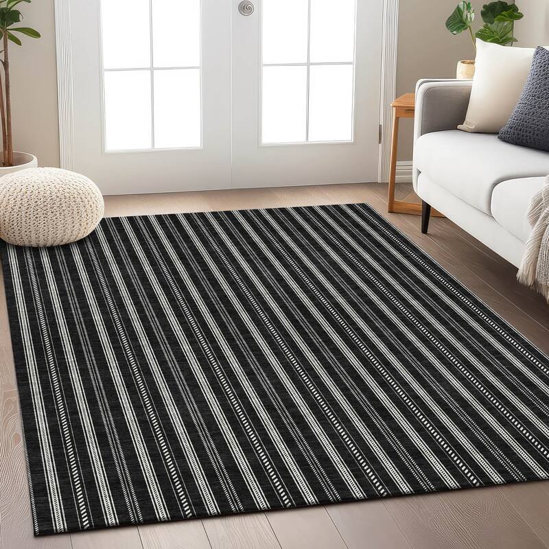 Machine Washable Indoor/ Outdoor Chantille Stripe Twist Rug