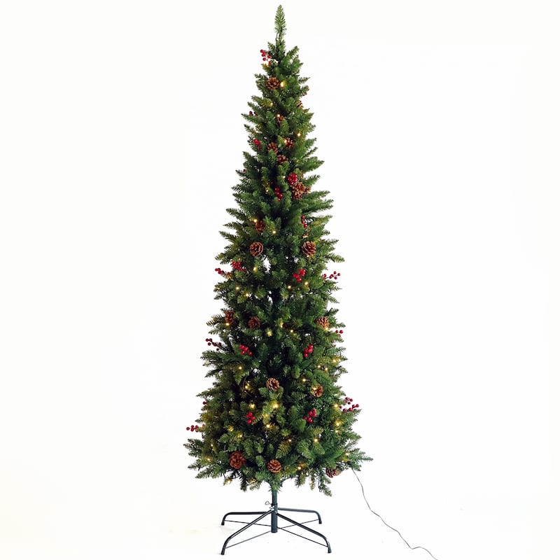 Fir Slim Tall Skinny Christmas Tree with Cones and Berries On Sale