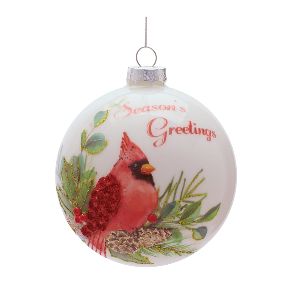 Cardinal Ball Ornament Set of 6 - 4"D Glass