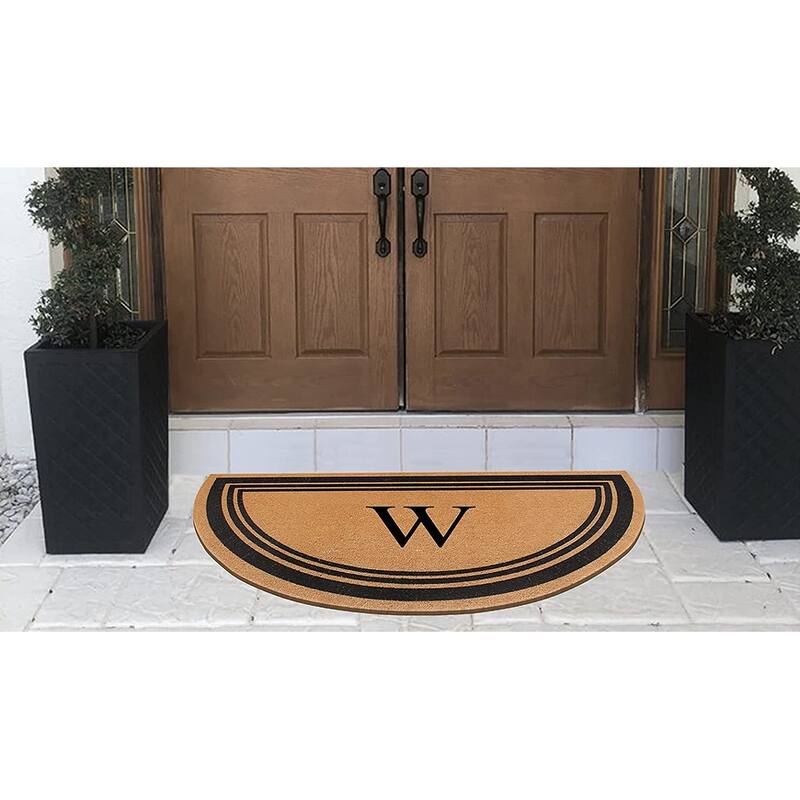 A1HC Natural Coir Flock Beige 30 in x 60 in Coir & PVC Durable Door Mat for Outdoor Entrance Monogrammed Doormat